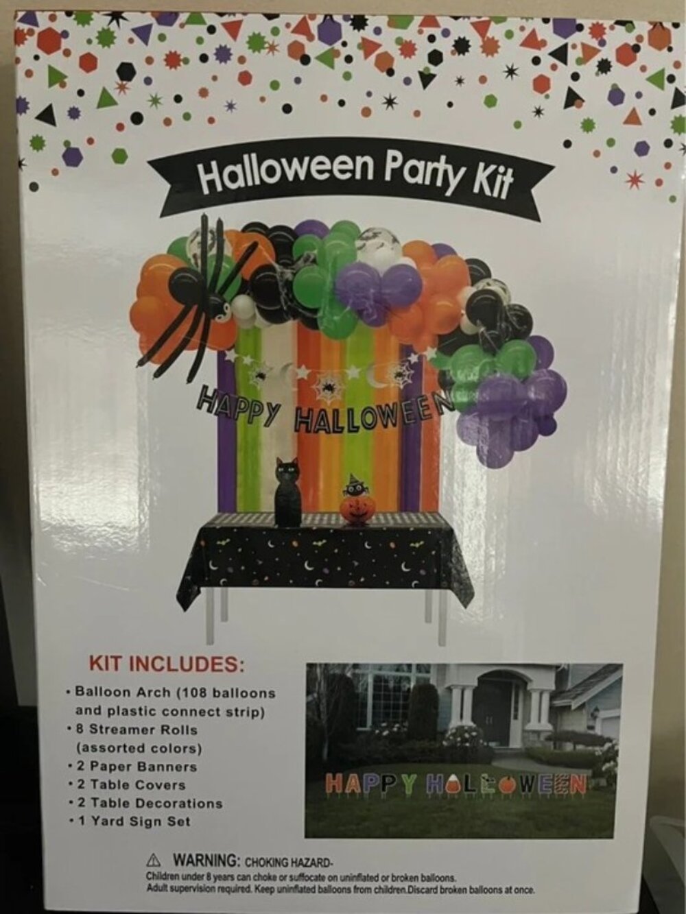 New Halloween Party Kit - 108pc Balloon Arch, Streamers, Banners & Signs Bundle